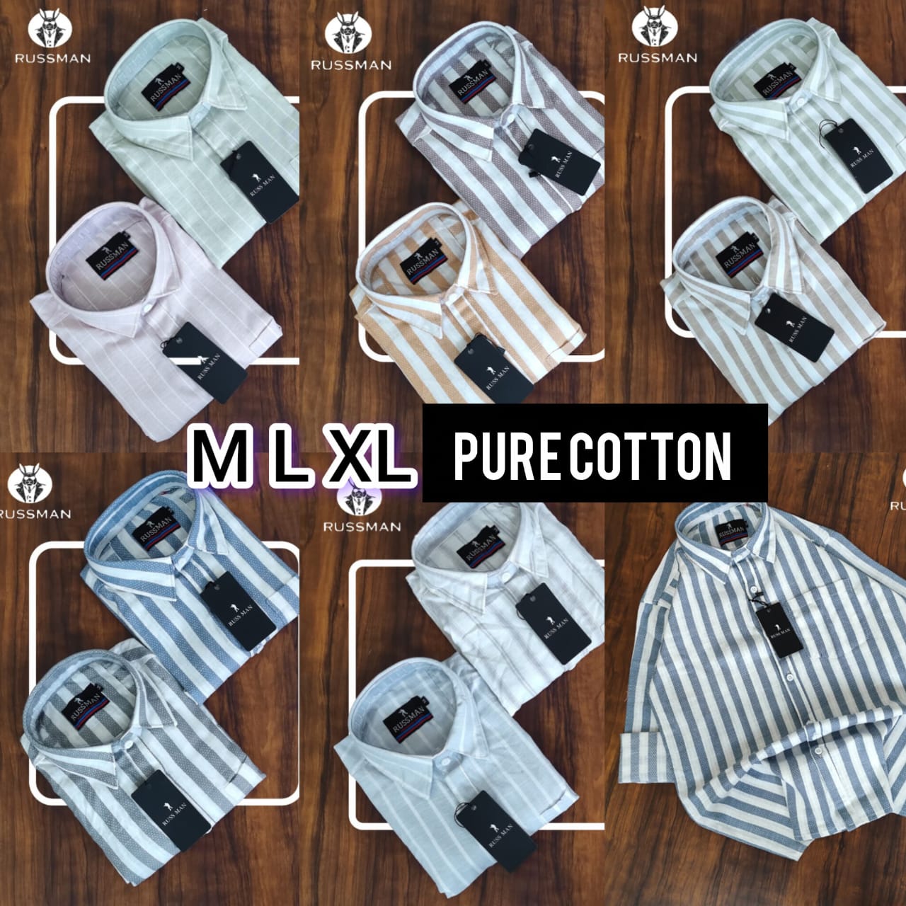 (Combo of 3)RussMan 💯 Pure Cotton Linen Strips Shirt Rs. 1150