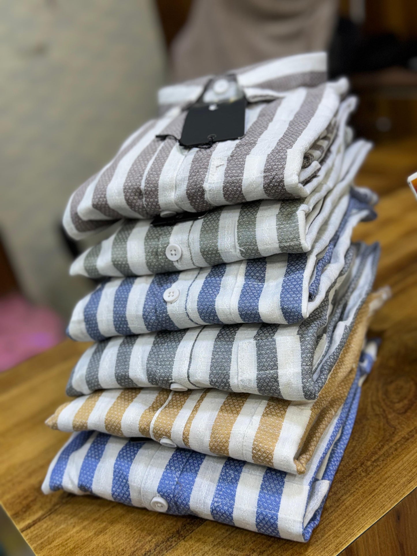 (Combo of 3)RussMan 💯 Pure Cotton Linen Strips Shirt Rs. 1150