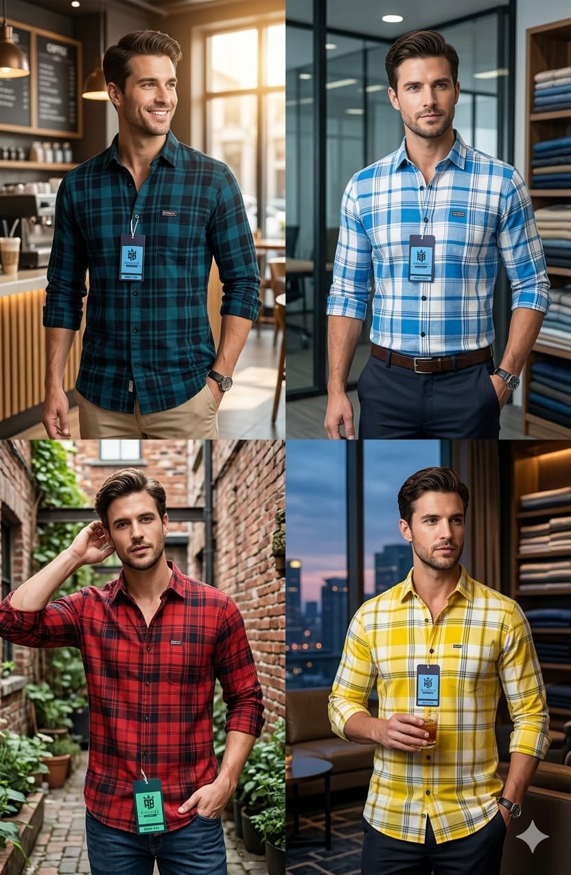 (Combo of 3) RB 💯 Pure Cotton Small Checked Colour Shirt Rs. 950