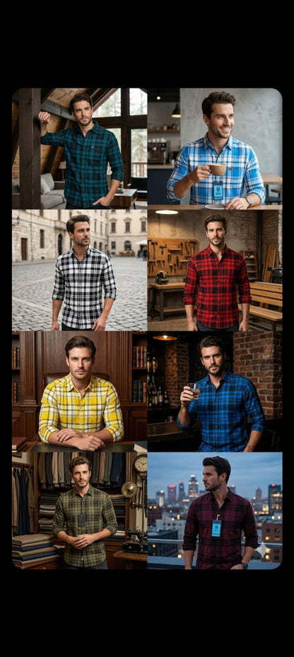 (Combo of 3) RB 💯 Pure Cotton Small Checked Colour Shirt Rs. 950