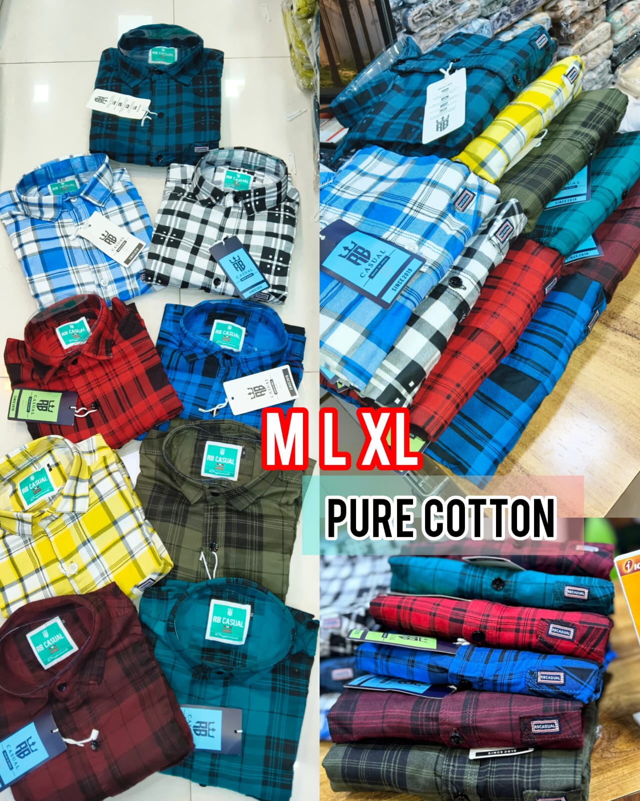 (Combo of 3) RB 💯 Pure Cotton Small Checked Colour Shirt Rs. 950
