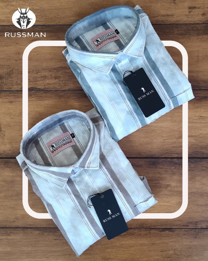 (Combo of 3) RussMan Cotton Jacquard Cloud Design Shirt Rs.1050
