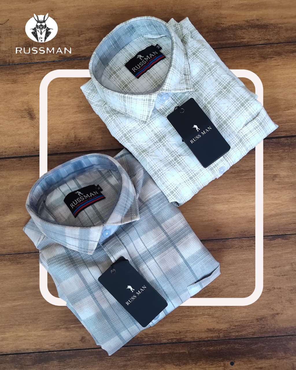 (Combo of 3) RussMan Rib Jacquard Cotton Checked Shirt Rs.1050