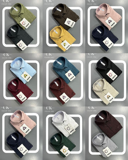 (Combo of 3)(2XL, 3XL)CK Linen Korean Plain Shirt Rs.1150