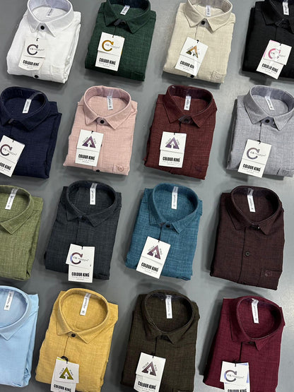(Combo of 3)(2XL, 3XL)CK Linen Korean Plain Shirt Rs.1150