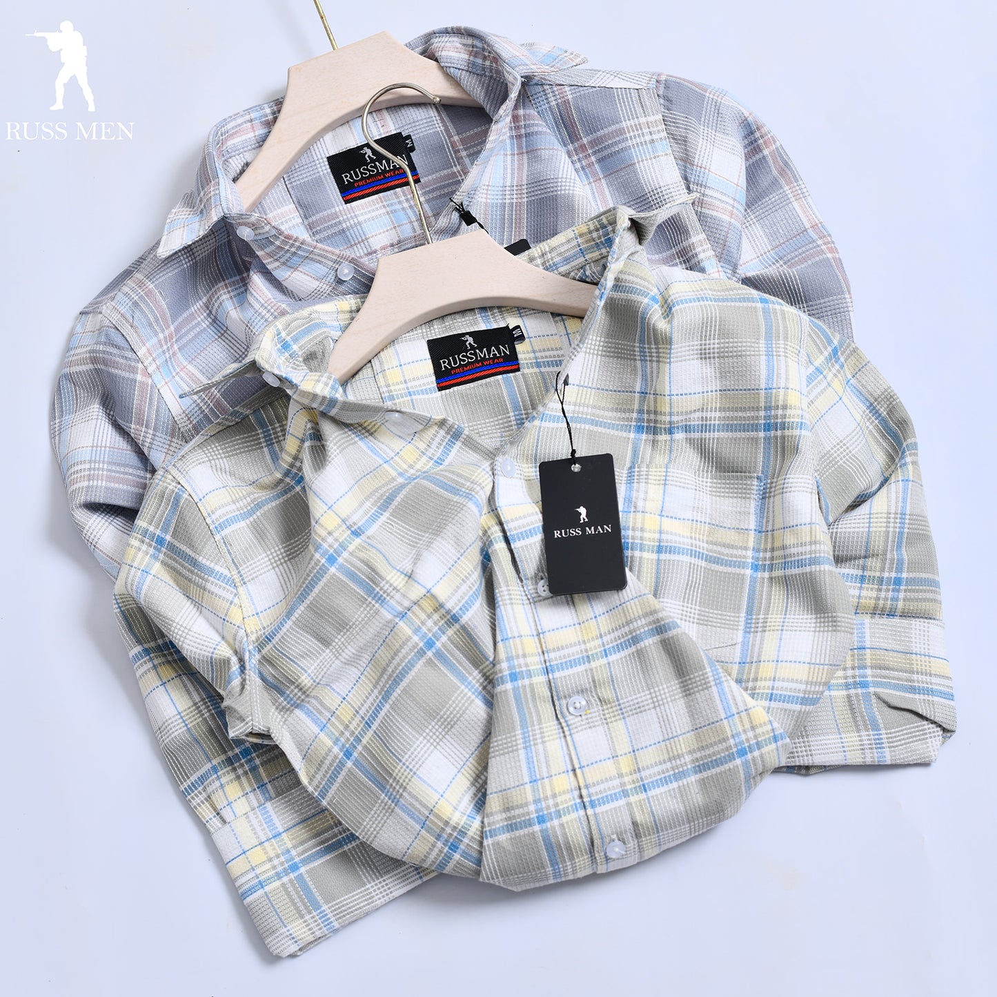 (Combo of 3) Russman Waffle Oxford Cotton Checked Shirt Rs. 1000