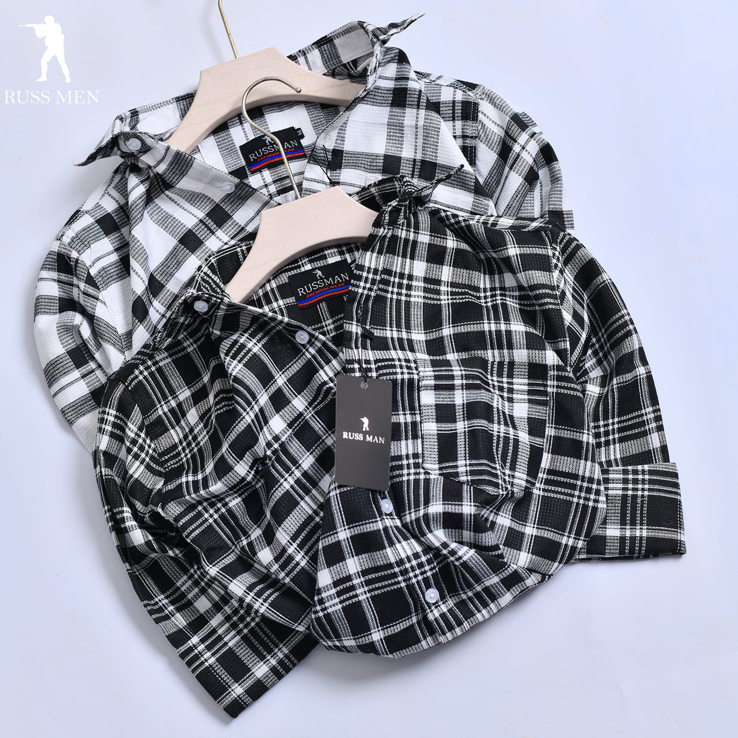 (Combo of 3) Russman Waffle Oxford Cotton Checked Shirt Rs. 1000