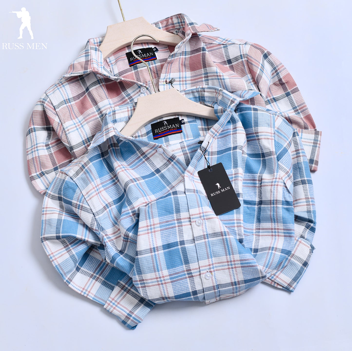 (Combo of 3) Russman Waffle Oxford Cotton Checked Shirt Rs. 1000