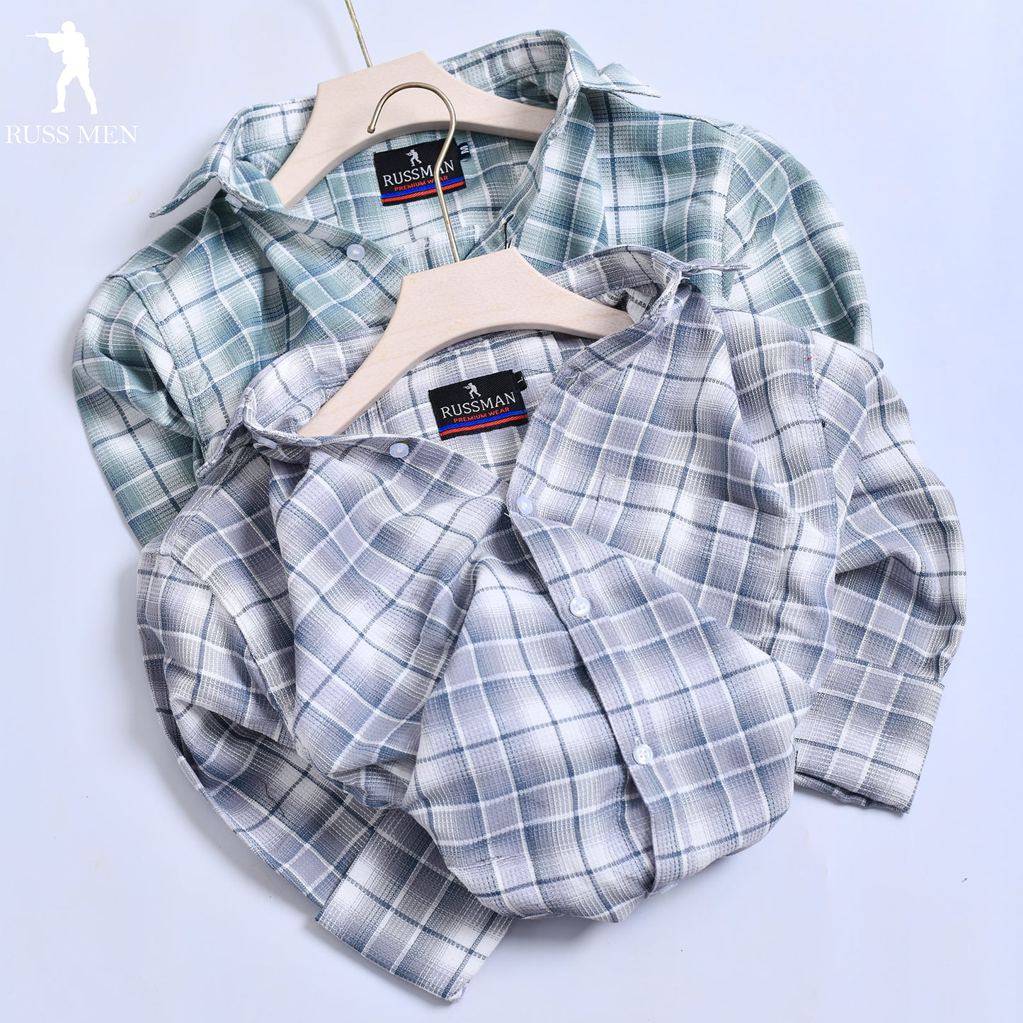 (Combo of 3) Russman Waffle Oxford Cotton Checked Shirt Rs. 1000