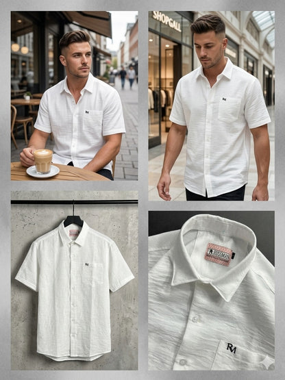(Combo of 3) RussMan Crepe Import Lenin Plain Half Sleeve Shirts Rs. 1100