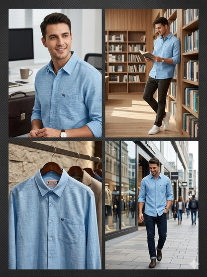 (Combo of 3) RussMan Full Sleeve Crepe Import Lenin Plain Shirts Rs. 1100