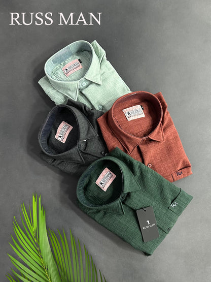 (Combo of 3) RussMan Full Sleeve Crepe Import Lenin Plain Shirts Rs. 1100