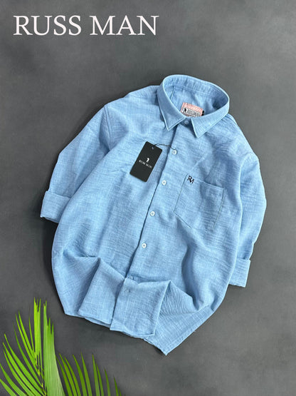 (Combo of 3) RussMan Full Sleeve Crepe Import Lenin Plain Shirts Rs. 1100
