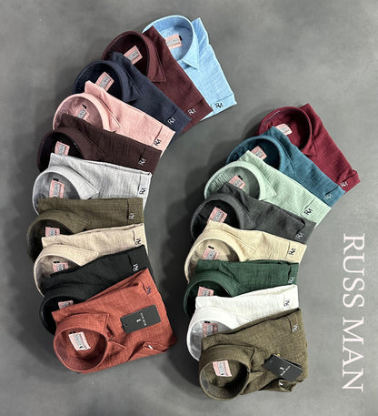 (Combo of 3) RussMan Full Sleeve Crepe Import Lenin Plain Shirts Rs. 1100