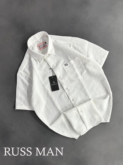 (Combo of 3) RussMan Crepe Import Lenin Plain Half Sleeve Shirts Rs. 1100