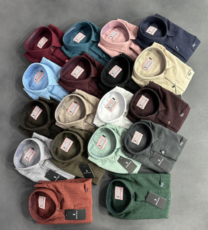(Combo of 3) RussMan Full Sleeve Crepe Import Lenin Plain Shirts Rs. 1100