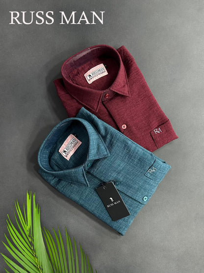 (Combo of 3) RussMan Full Sleeve Crepe Import Lenin Plain Shirts Rs. 1100