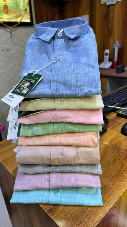 (Combo of 3) khadi Shade Russman Cotton Lenin Full Hand Plain Shirts Rs. 1150