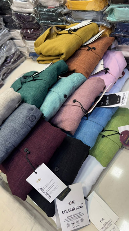 (Combo of 3)(2XL, 3XL)CK Linen Korean Plain Shirt Rs.1150