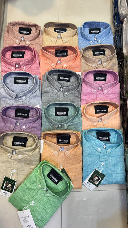 (Combo of 3)Russman khadi Cotton Lenin Plain Button Shirts Rs. 1150