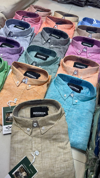 (Combo of 3)Russman khadi Cotton Lenin Plain Button Shirts Rs. 1150