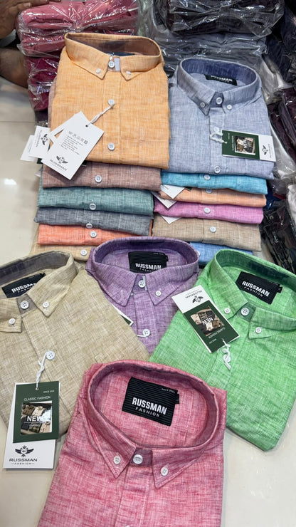 (Combo of 3)Russman khadi Cotton Lenin Plain Button Shirts Rs. 1150