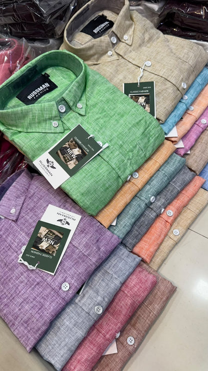 (Combo of 3)Russman khadi Cotton Lenin Plain Button Shirts Rs. 1150