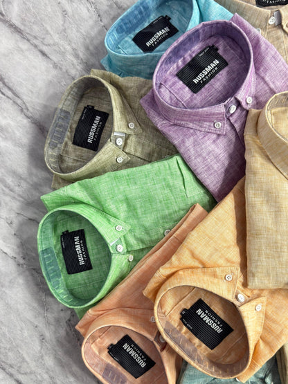 (Combo of 3)Russman khadi Cotton Lenin Plain Button Shirts Rs. 1150