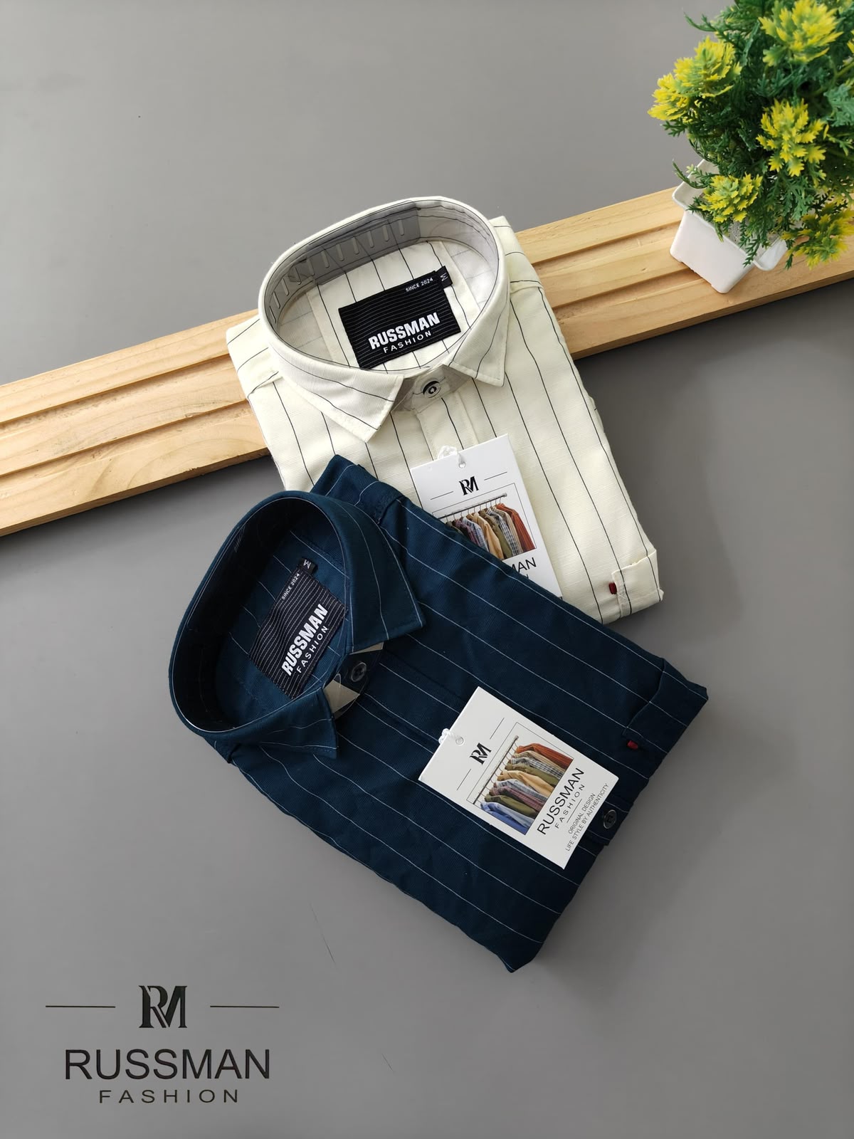 (Combo of 3) Viscose Slob Premium RM Cotton Linen Stripes Shirt Rs. 1200
