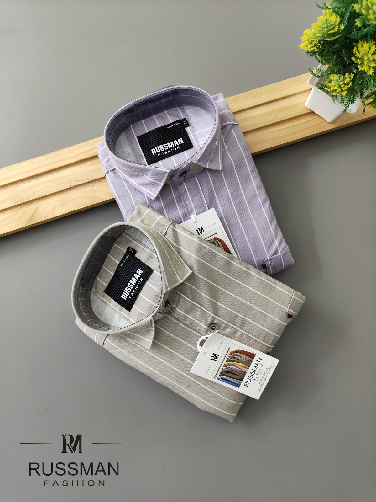 (Combo of 3) Viscose Slob Premium RM Cotton Linen Stripes Shirt Rs. 1200