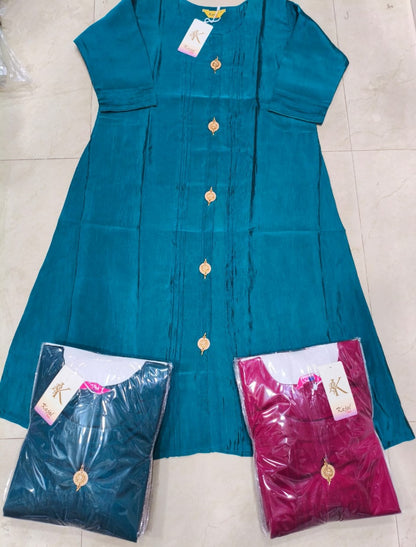Pack of 2 Kajal Umbrella Silk Plain Kurthi TOP Only Rs. 900