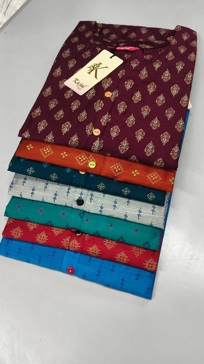 Pack of 4 Kajal Women A-line Cotton Design Kurthi TOP Only  Rs. 1000