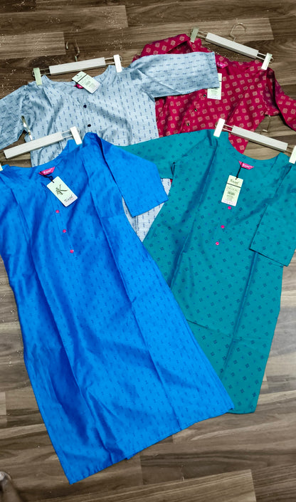 Pack of 4 Kajal Women A-line Cotton Design Kurthi TOP Only  Rs. 1000