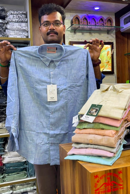 (Combo of 3) khadi Shade Russman Cotton Lenin Full Hand Plain Shirts Rs. 1150