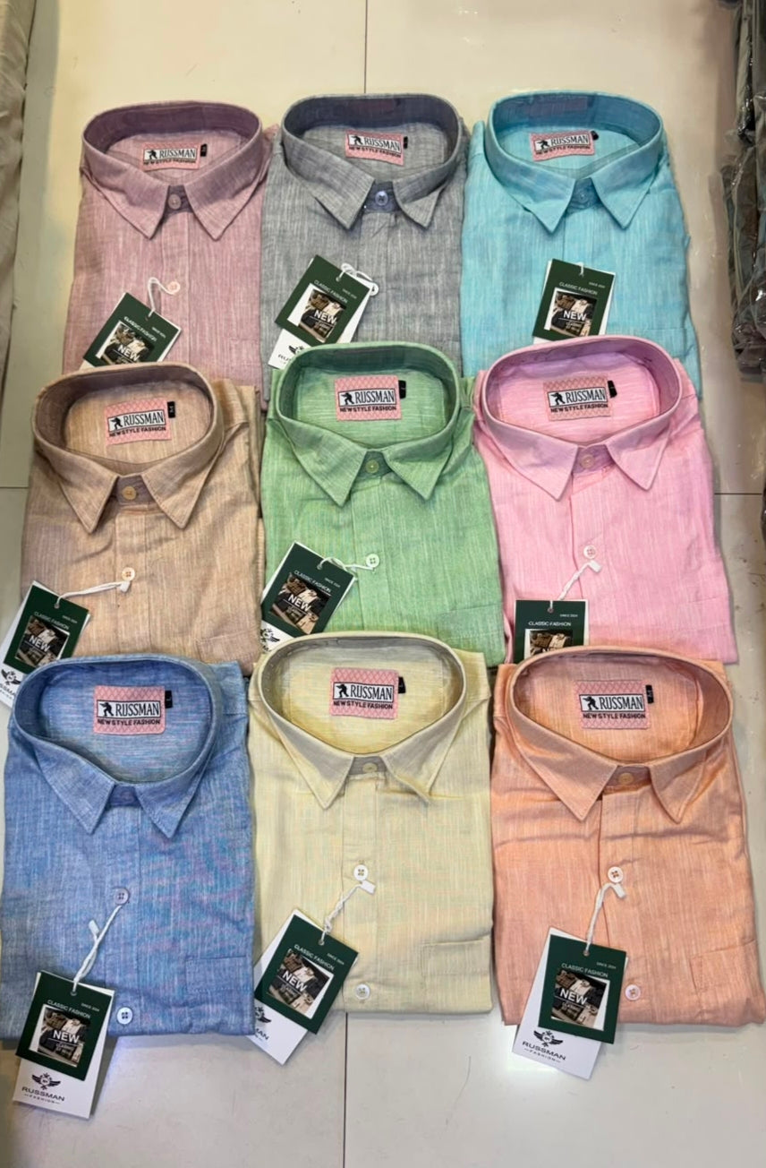 (Combo of 3) khadi Shade Russman Cotton Lenin Full Hand Plain Shirts Rs. 1150