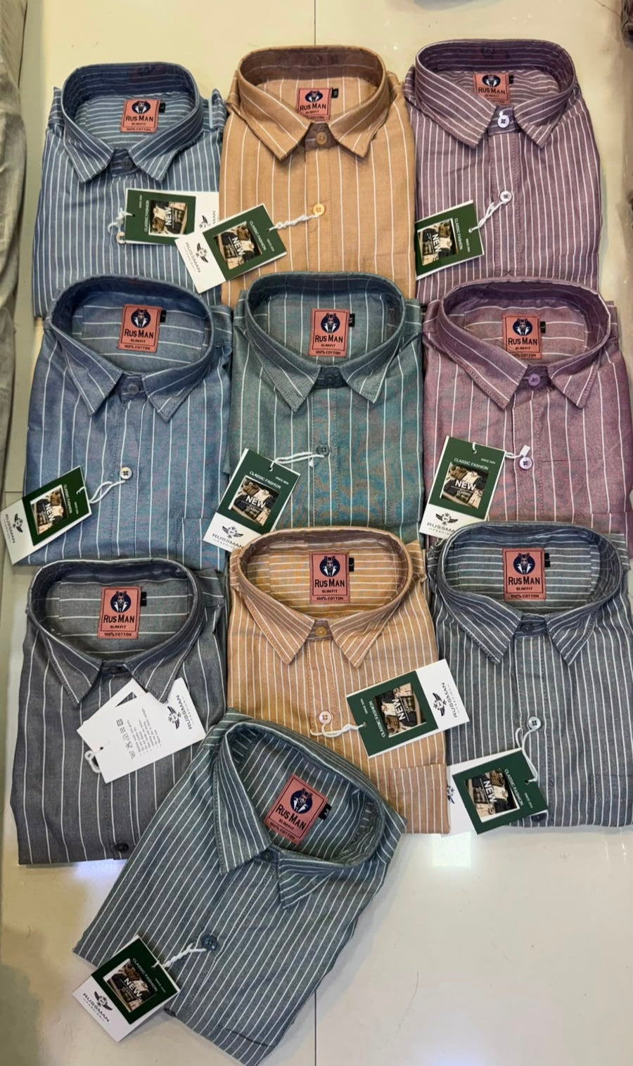 (Combo of 3) Oxford Stripes Russman Pure Cotton Shirt Rs. 1070