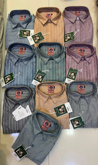 (Combo of 3) Oxford Stripes Russman Pure Cotton Shirt Rs. 1070