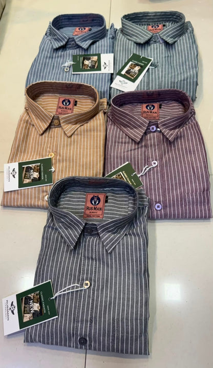 (Combo of 3) Oxford Stripes Russman Pure Cotton Shirt Rs. 1070