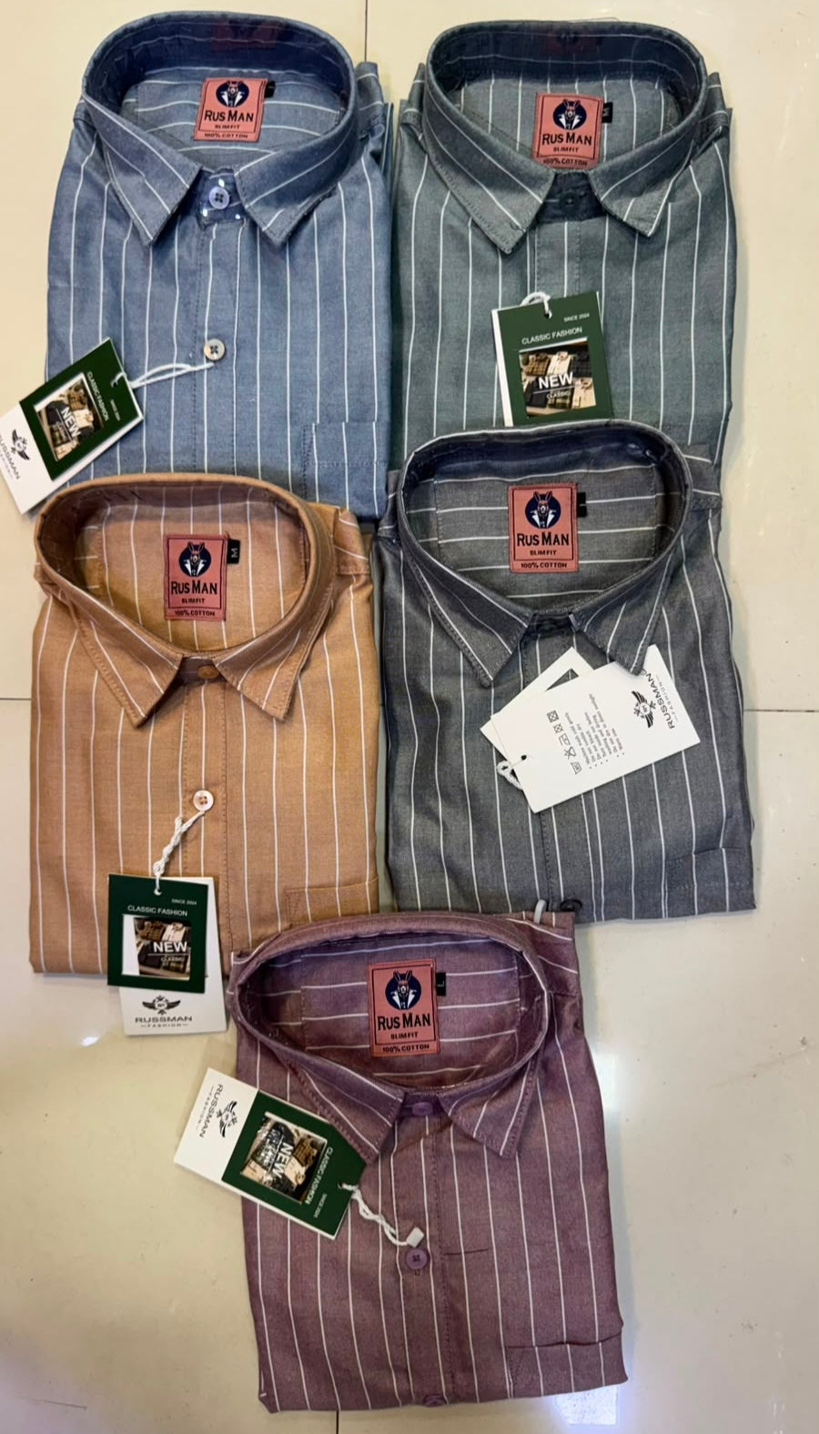 (Combo of 3) Oxford Stripes Russman Pure Cotton Shirt Rs. 1070