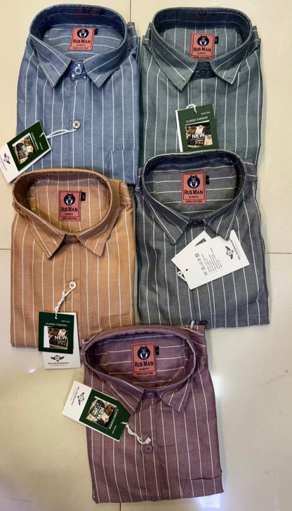 (Combo of 3) Oxford Stripes Russman Pure Cotton Shirt Rs. 1070