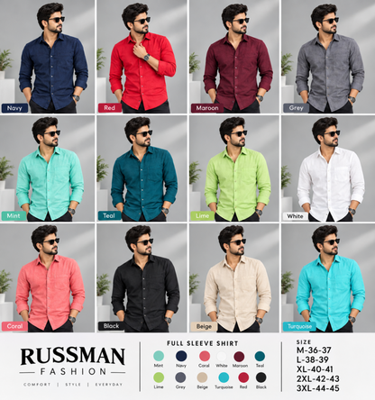 (Combo of 3)(2XL, 3XL)RussMan 100% Pure Cotton Plain Shirt Rs. 1200