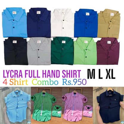 (Combo of 4+1) Plain Full Hand Lycra Shirts with Pocket Regular Fit Rs. 999 + Free Sleeveless T-shirt 1