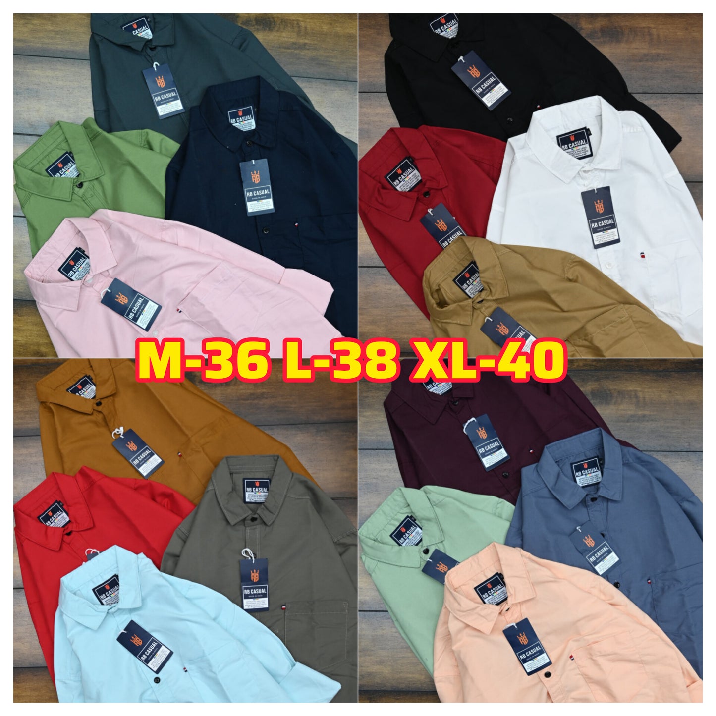 Combo of 4 RB Cotton Primium Plain shirts Rs. 999