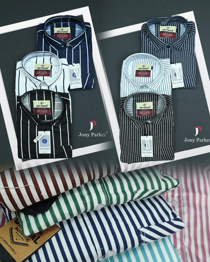(Combo of 4) (L, 2XL) Men's Office Stripes Cotton Shirt Rs. 950