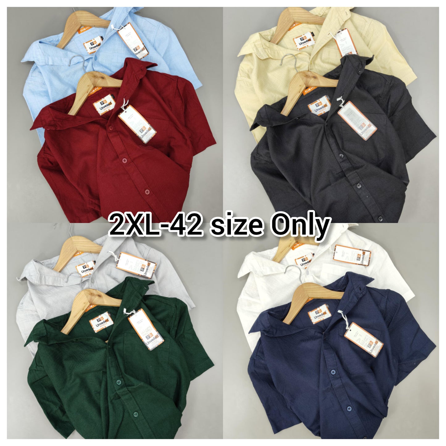 (Combo of 3) 2XL Linen Half Sleeve Cotton Plain Shirts Rs. 1050