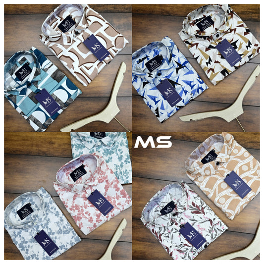 (Combo of 4) MS Premium Cotton Printed Trending Design Shirts Rs. 999 Only
