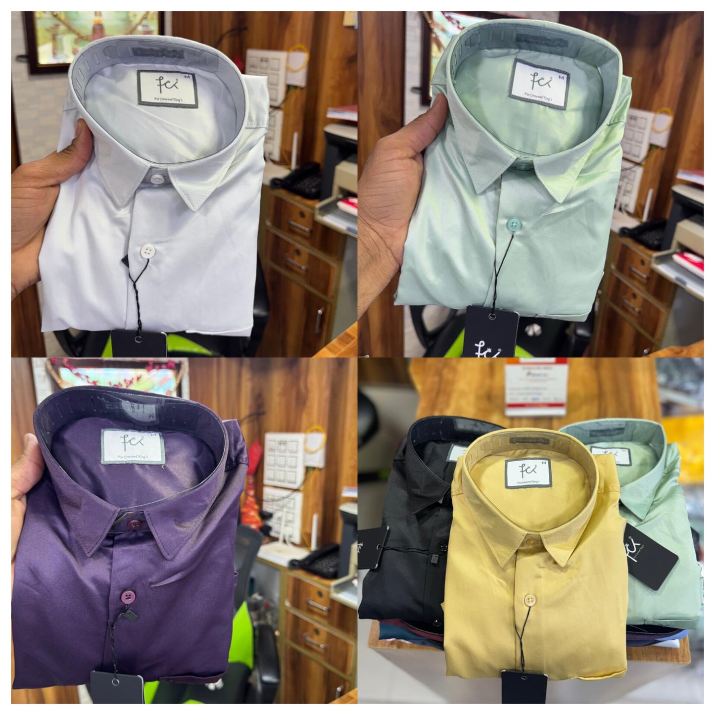 (Combo of 3) FCK Satin Silk Shirt Men's Regular Fit Rs. 1050