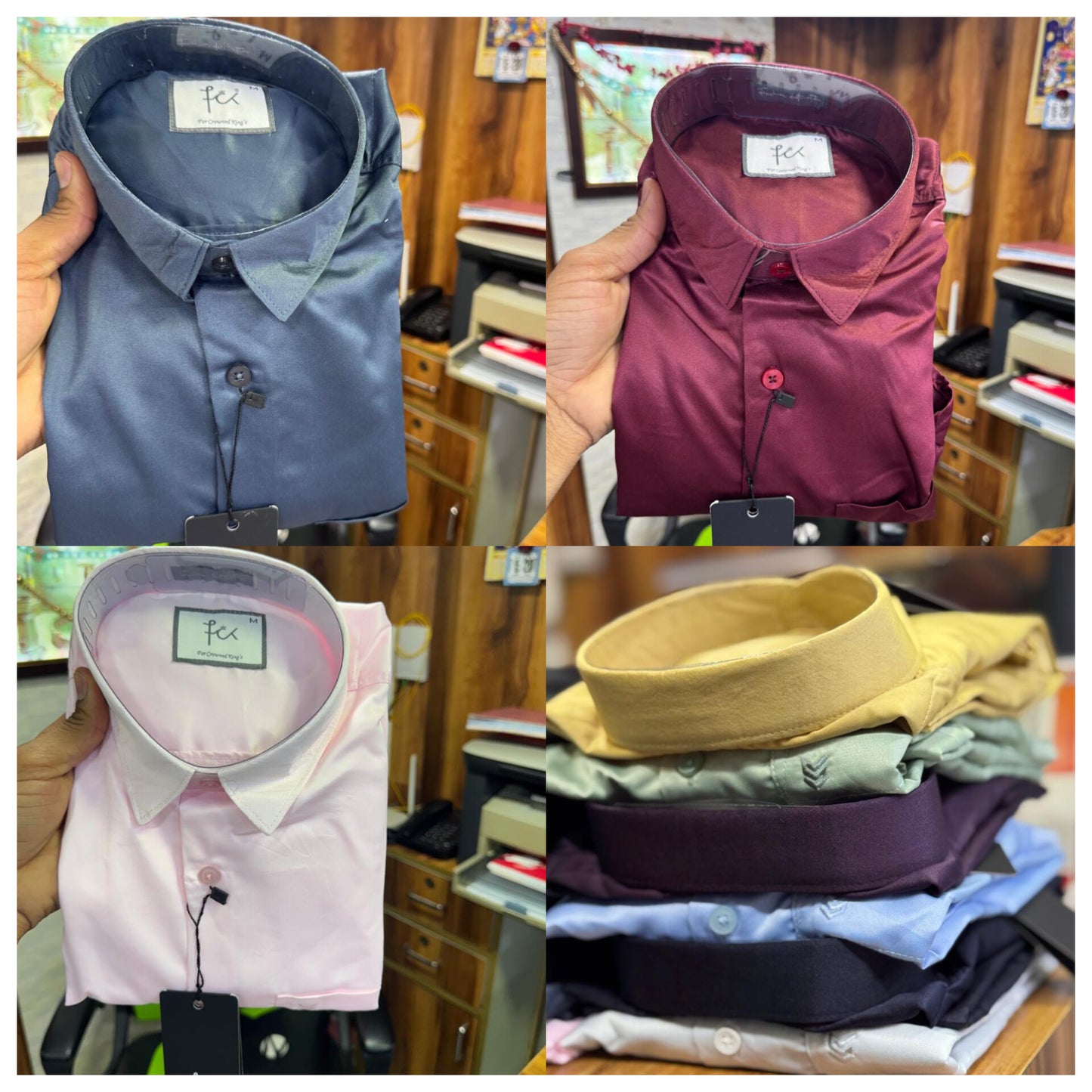 (Combo of 3) FCK Satin Silk Shirt Men's Regular Fit Rs. 1050