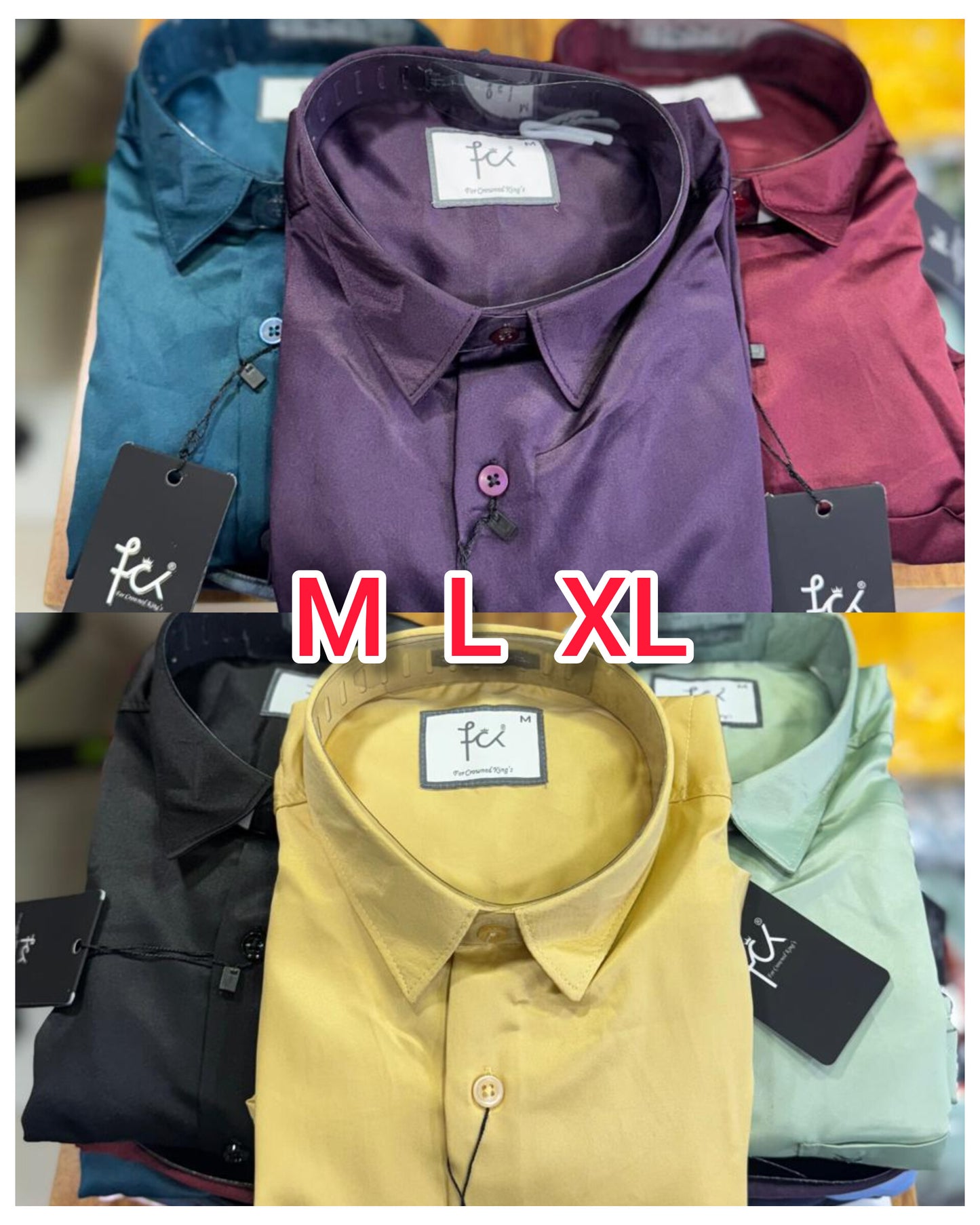 (Combo of 3) FCK Satin Silk Shirt Men's Regular Fit Rs. 1050