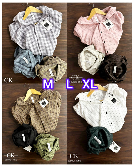 (Combo of 3) CK Linen Checked + Stripes Dobby Unique Shirt Rs.1150